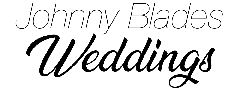 Text logo reading "Johnny Blades Weddings" in an elegant script.